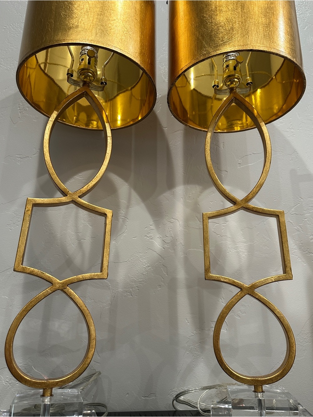 Pair of Gold Decorative Table Lamps - Picture 2 of 3